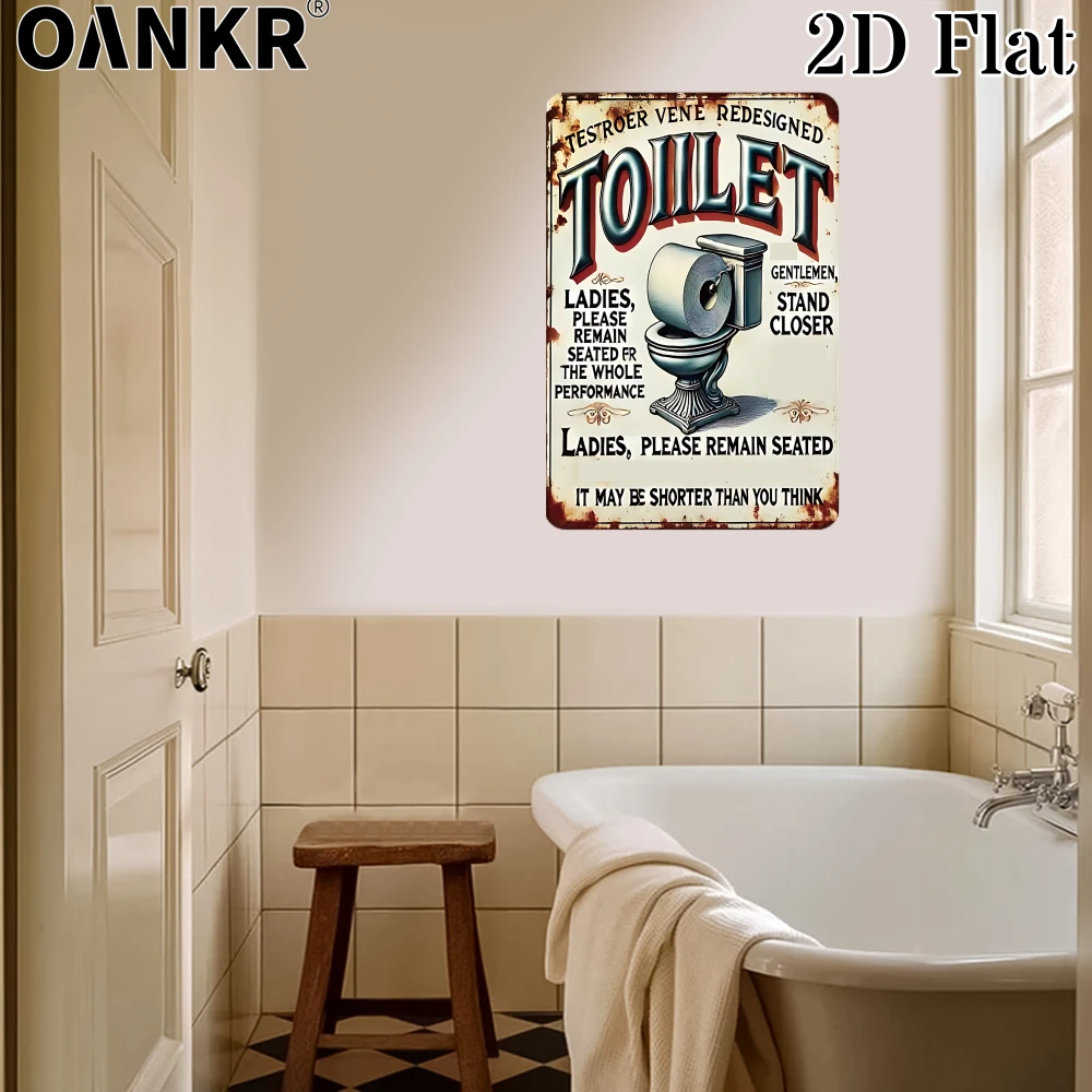 Vintage Bathroom Decor Metal Tin Sign, Toilet Poster Humor Metal Signs for Toilet Home Wall Art Decor Plaque Accessories