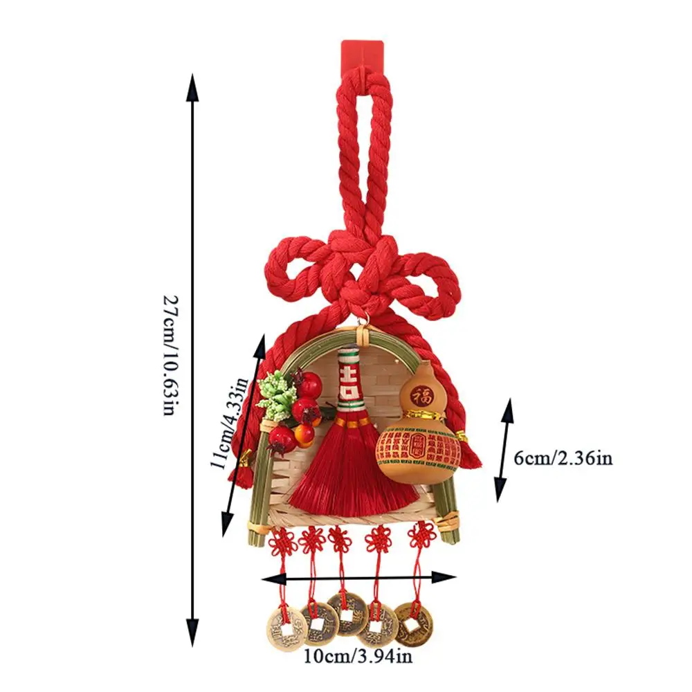 2026 محظوظ السنة الجديدة قلادة الباب معلقة مكنسة مجرفة قلادة الصينية عقدة الباب ديكور المنزل قلادة السنة الجديدة الميمونة