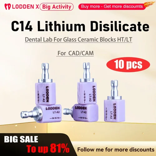 10 unids/caja disilicato de litio C14 laboratorio Dental bloques de cerámica de vidrio HT/LT para CAD CAM Sirona Cerec chapa materiales de dentista