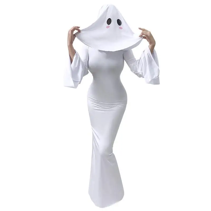 Adorable Ghost Lady Cosplay Dr Women's loween Stage Performance Costume Cute Fairy T Lady Sle PU Material