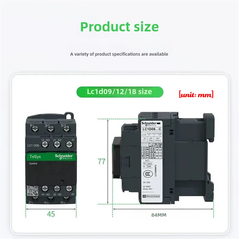 Schneider Style Lc1D09M7C B7C F7C Q7C E7C Cc7C 24V 36V 48V 110V 220V 380V 3P Black New Ac Contactor