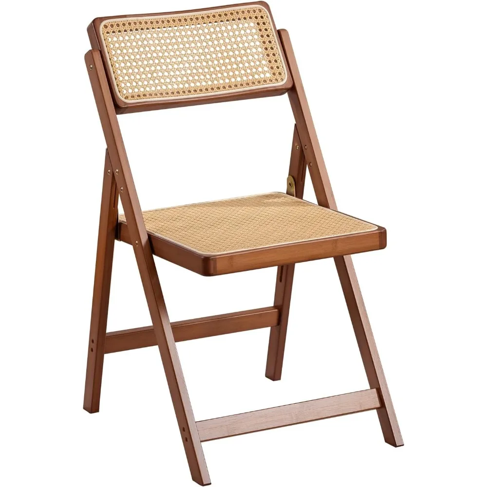 Rattan Folding Chair, Modern Mid Century Dining Chairs Set of 1, Comfy Outdoor Bamboo Chairs