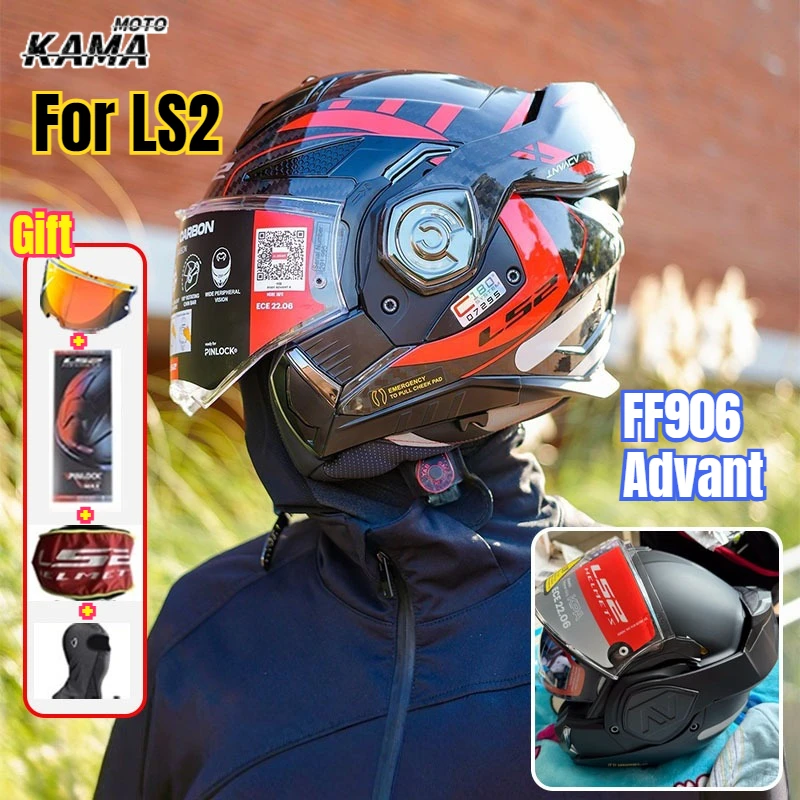 

For Original LS2 FF906 Advant Full Face 180 Degree Rear Flip Up Motorcycle Modular Double Lens Helmets ECE Capacete Moto