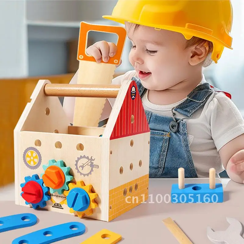 Zestaw narzędzi symulacyjnych dla dzieci Zabawka edukacyjna Drewniany zestaw śrub do demontażu i nakrętek dla dzieci w wieku 0-3 lat