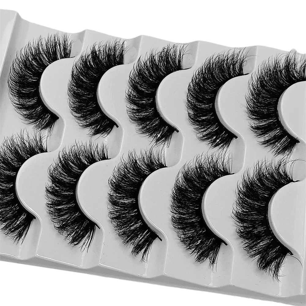 5 Pairs Cat Eye Eyelashes 3D Natural False Lashes D Curling Fluffy Soft Cross Manga Lashes Wispy Natural Eyelash Extension