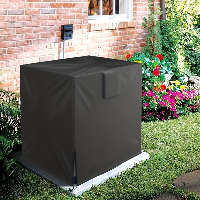 Heavy-Duty Full-Covering Outdoor Central AC Cover, Black High-Efficiency Protective Shield, Full AC Equipment Protection
