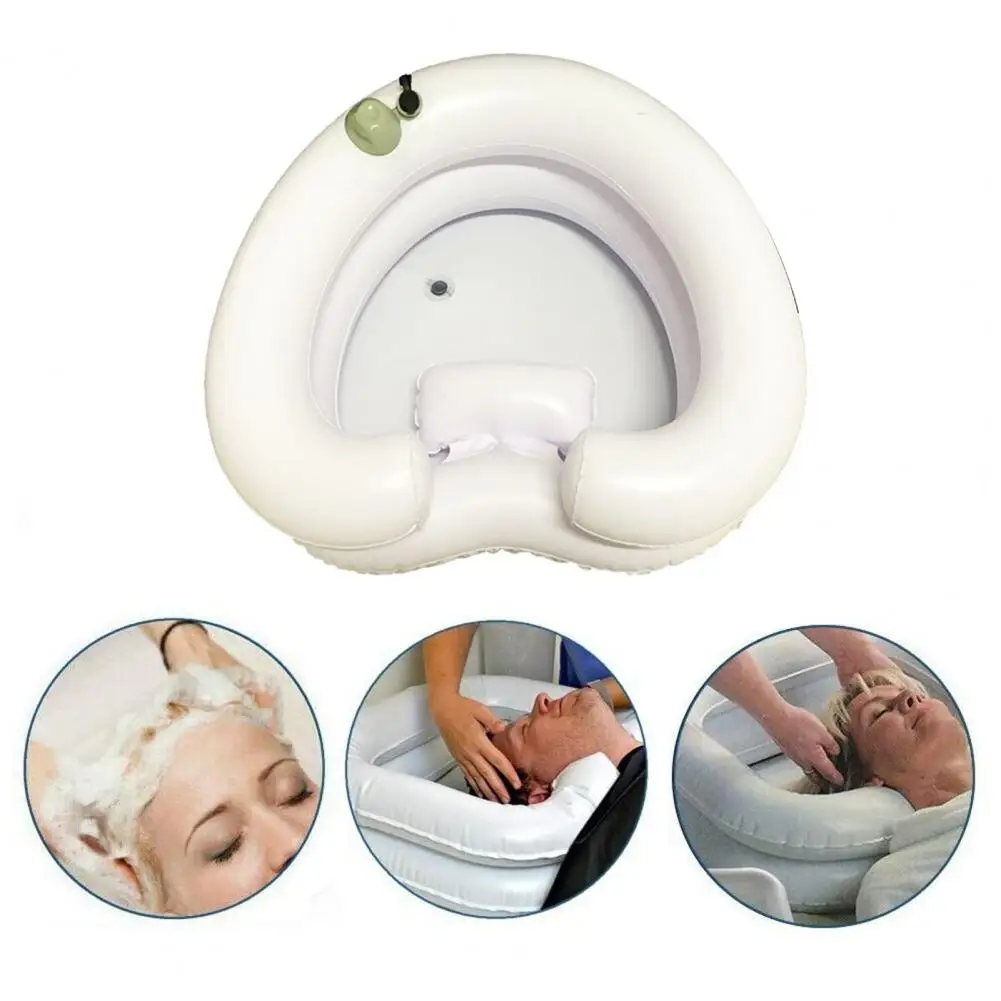 Inflatable Hair Washing Basin Portable Shampoo Basin with Wide Neck Opening Heart-shaped Shampoo Bowl for Elderly