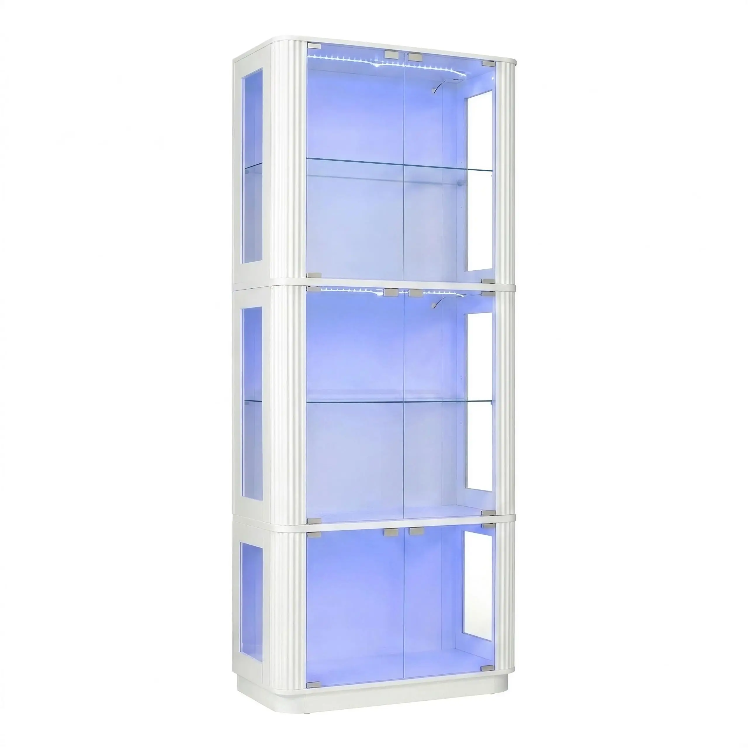 5 Tier Arched Display Cabinet with Glass Doors & LED Lights, Curio Cabinet Display Case for Collectibles, Adjustable