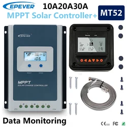 EPEVER 12V24V MPPT Solar Charge Controller 10A 20A 30A TracerAN Series Regulator With MT52 Remote Meter Data Monitoring