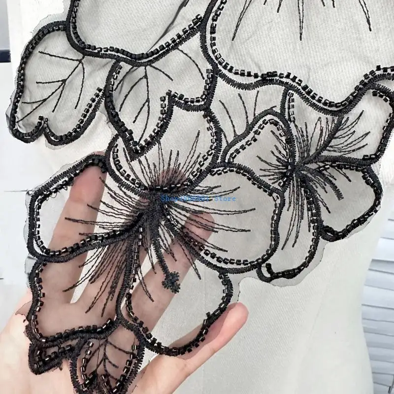 

T3LC Oversized Flower Applique Solid Color Diy Crafts for Jeans Hat Scarf Curtain