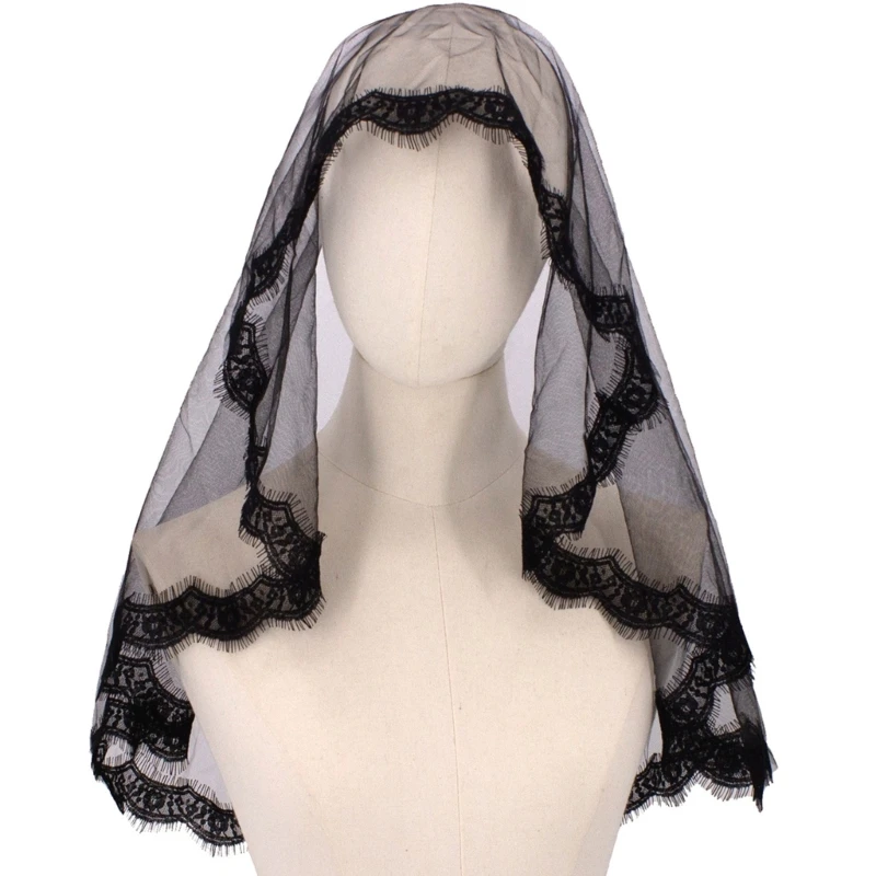 

Dark Series Black Lace Veil for Halloween Masquerades Party Punk Bride Dressingup Wedding Veil for Parties Festival Props