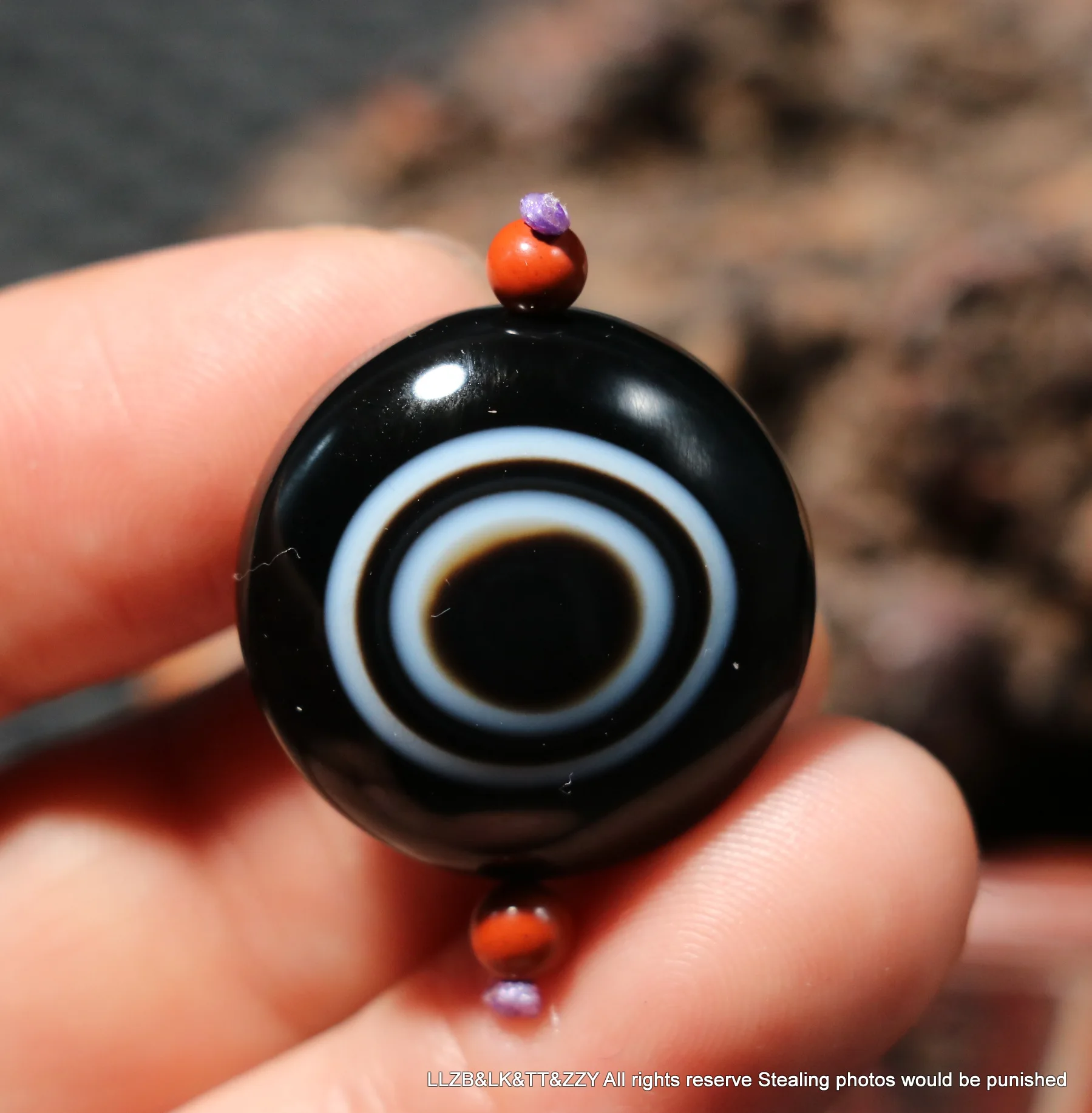 Energy Magic Tibetan Natural Top Old Agate Black&White Goat Eye Heaven Eyed Coin Shape dZi Bead Pendant Amulet Timestown AFD1224