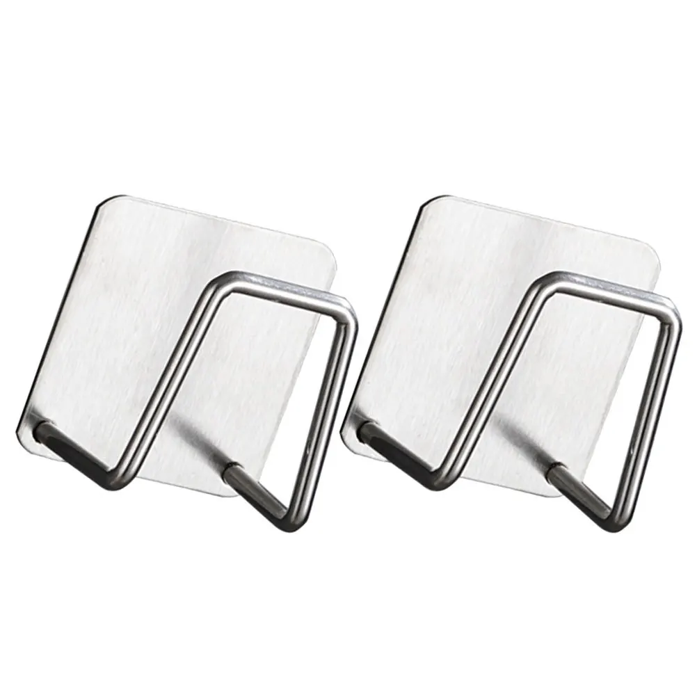 

2pcs Stainless Steel Sponge Racks Wall Mount Kitchen Sink Storage Shelf Bathroom Hanging Hooks For Sponges Brushes Steel Balls