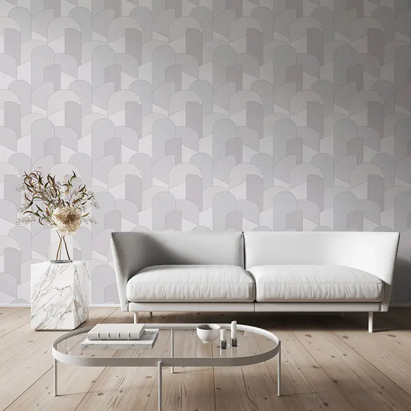 Modern Abstract Irregular Curve Geometric Wallpaper 3D Embossed Non Adhesive Splicing Wall Covering Paper for Cafe Hotel Home