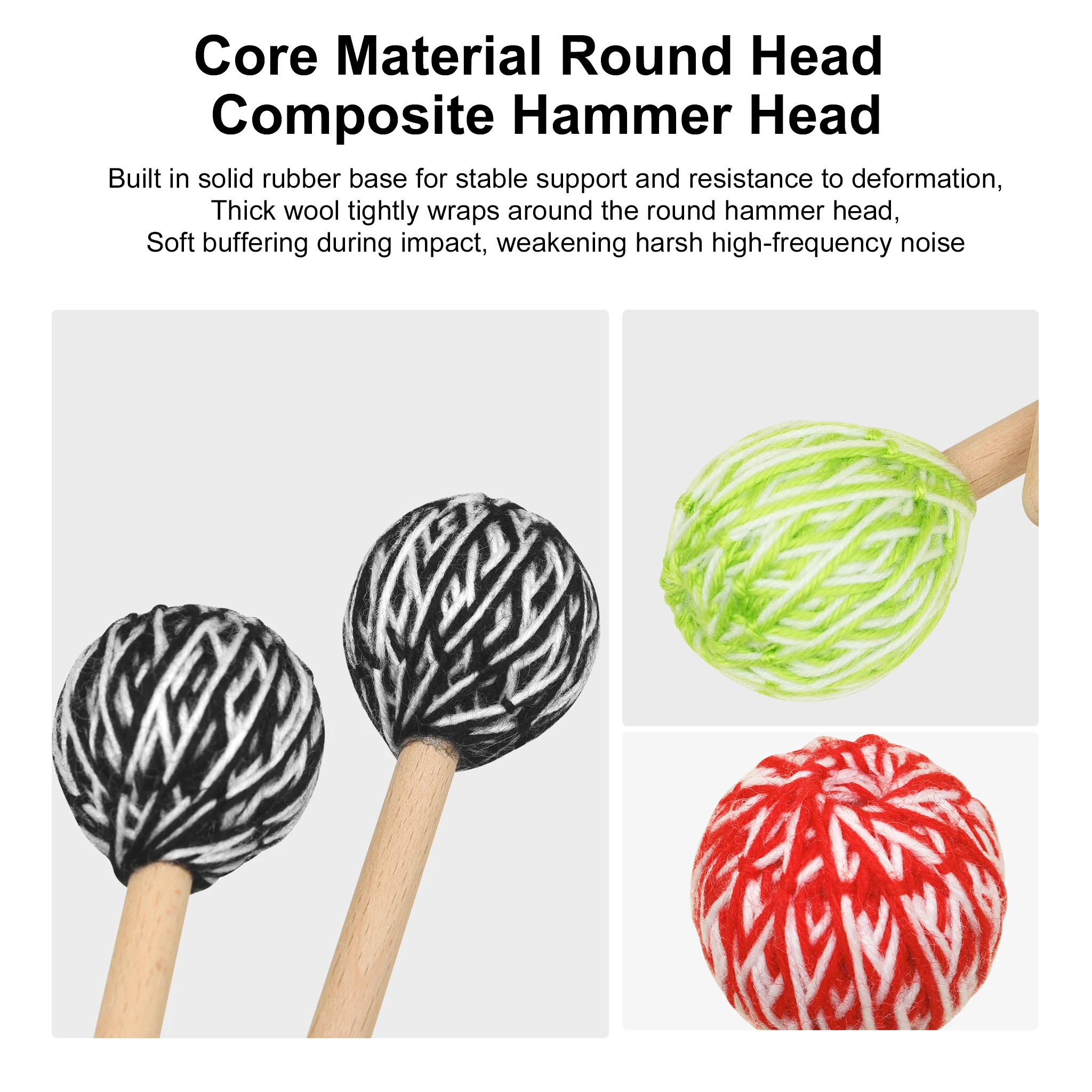 Professional Marimba Mallet IRIN FA-02 Wool Rubber Head Beech Wood Handle Pair for Performance Practice Percussion Accessories