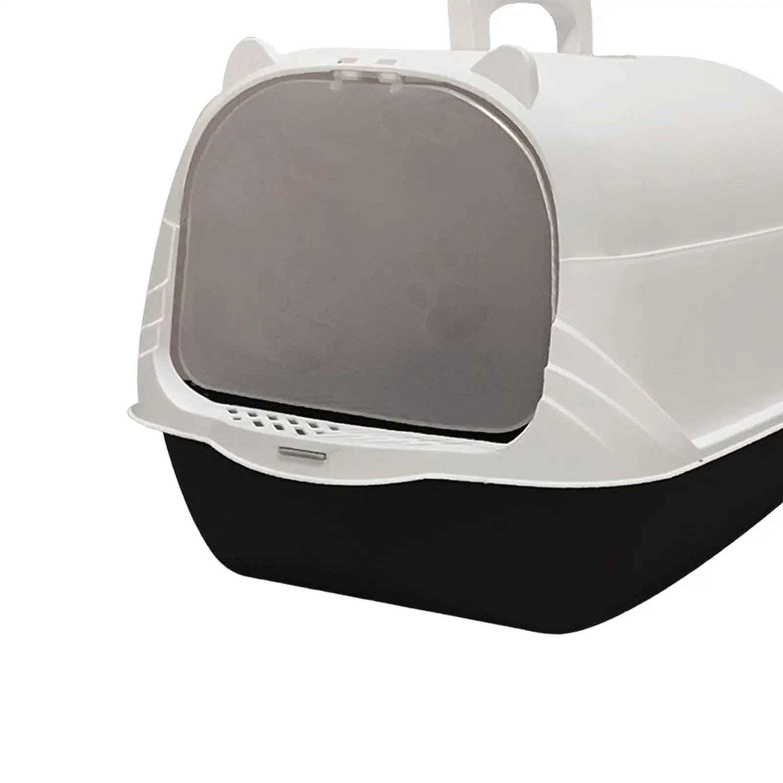 Cat Litter Box with Lid Portable Anti Splashing Easy Tidy Handle black