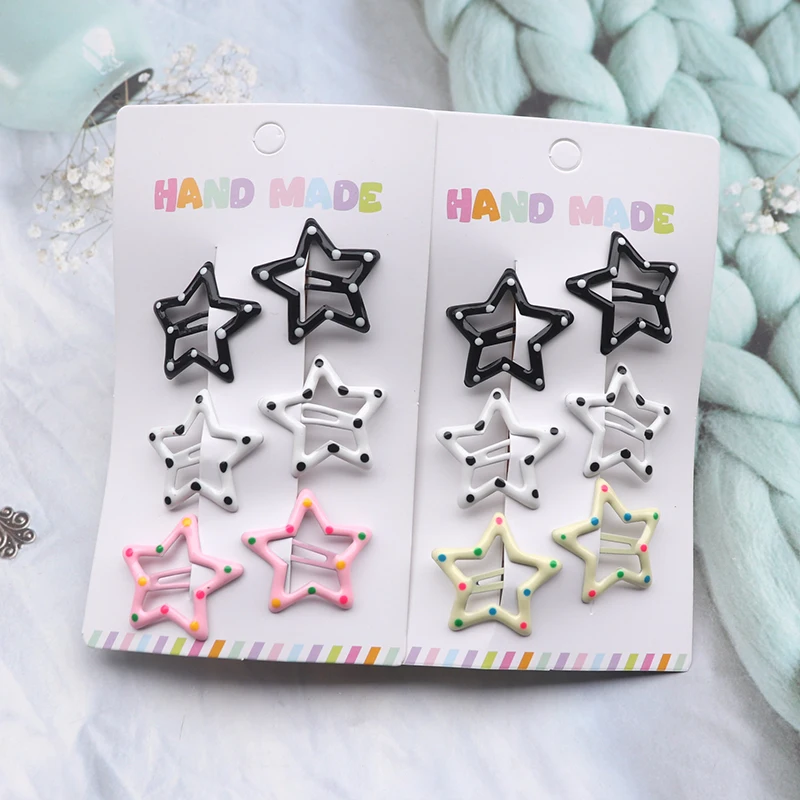 12 Teile/satz Bunte Stern Haar Clips Für Mädchen Polka Dot Metall Snap Bb Clip Haarnadel Headwear Mini 3Cm Bb haar Clip Kinder Kopfbedeckungen – Detail 13