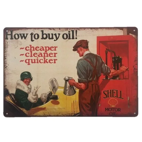 How to Oil Sign  - Petrol Oil Garage Man Cave Wall Plaque --Tin Sign
