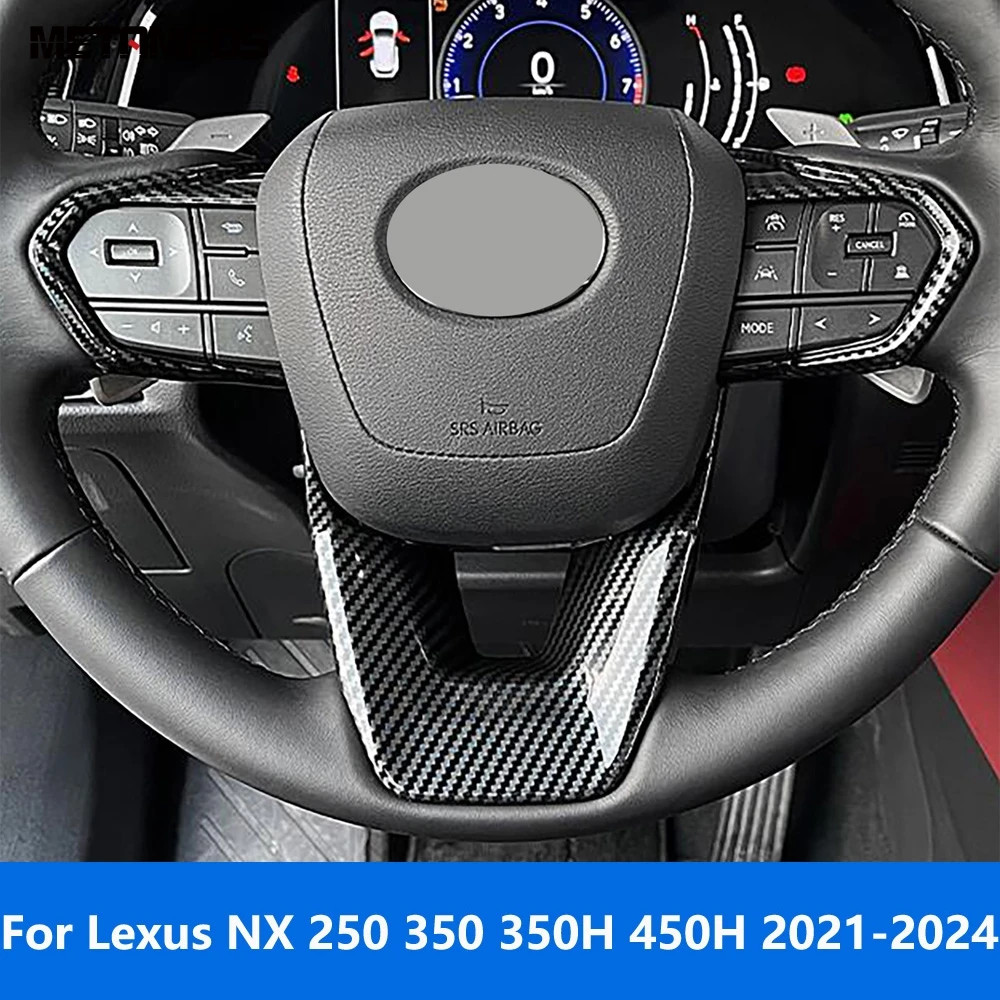 For Lexus NX 250 350 350H 450H 2021-2023 2024 Carbon Fiber Interior Steering Wheel Cover Trim Frame Interior Car Accessories