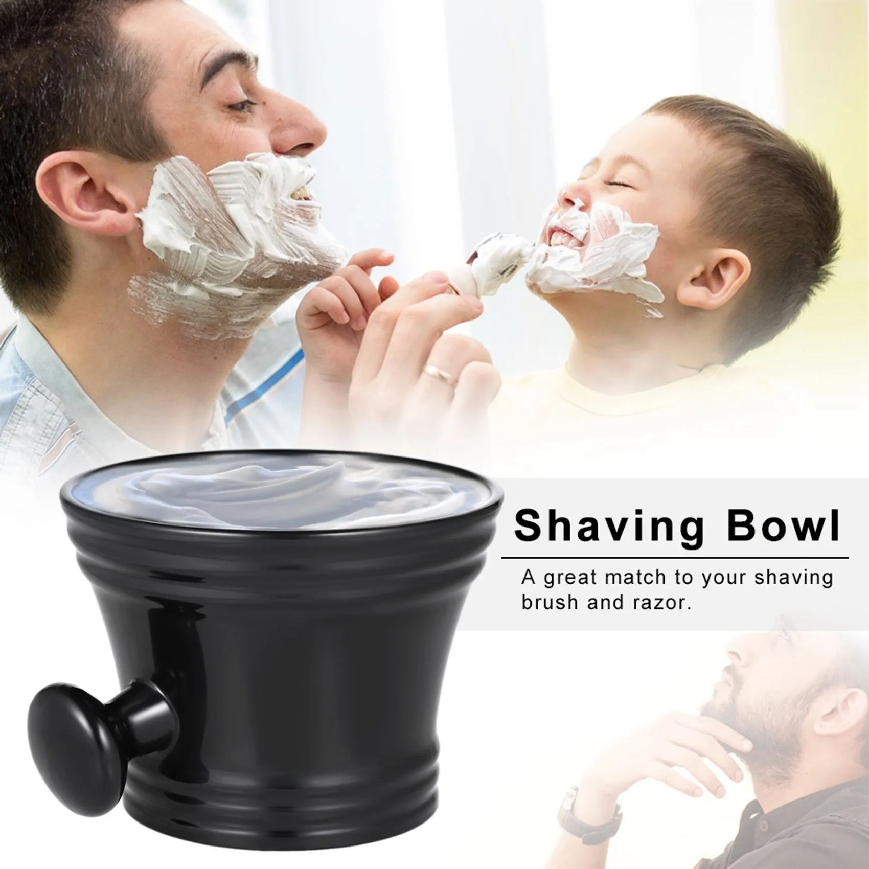 Beard Soap Bowl Men Shaving Soap Cup Clean Shaving Brush Bowl Handle Soap Mug Bowl Professional for Home Salon Tools