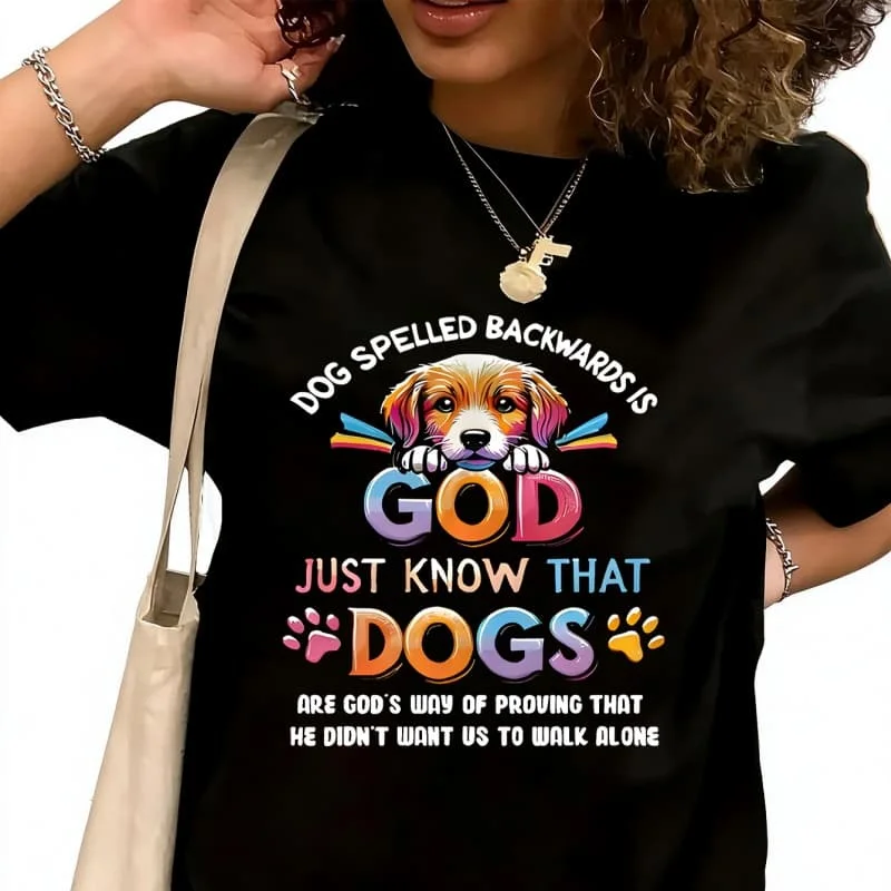 Dog Spelled Backwards Is God Women's T-Shirt 100% Cotton Funny Graphic Short Sleeve Tee Novelty Shirt Casual Crew Neck Top S-5XL