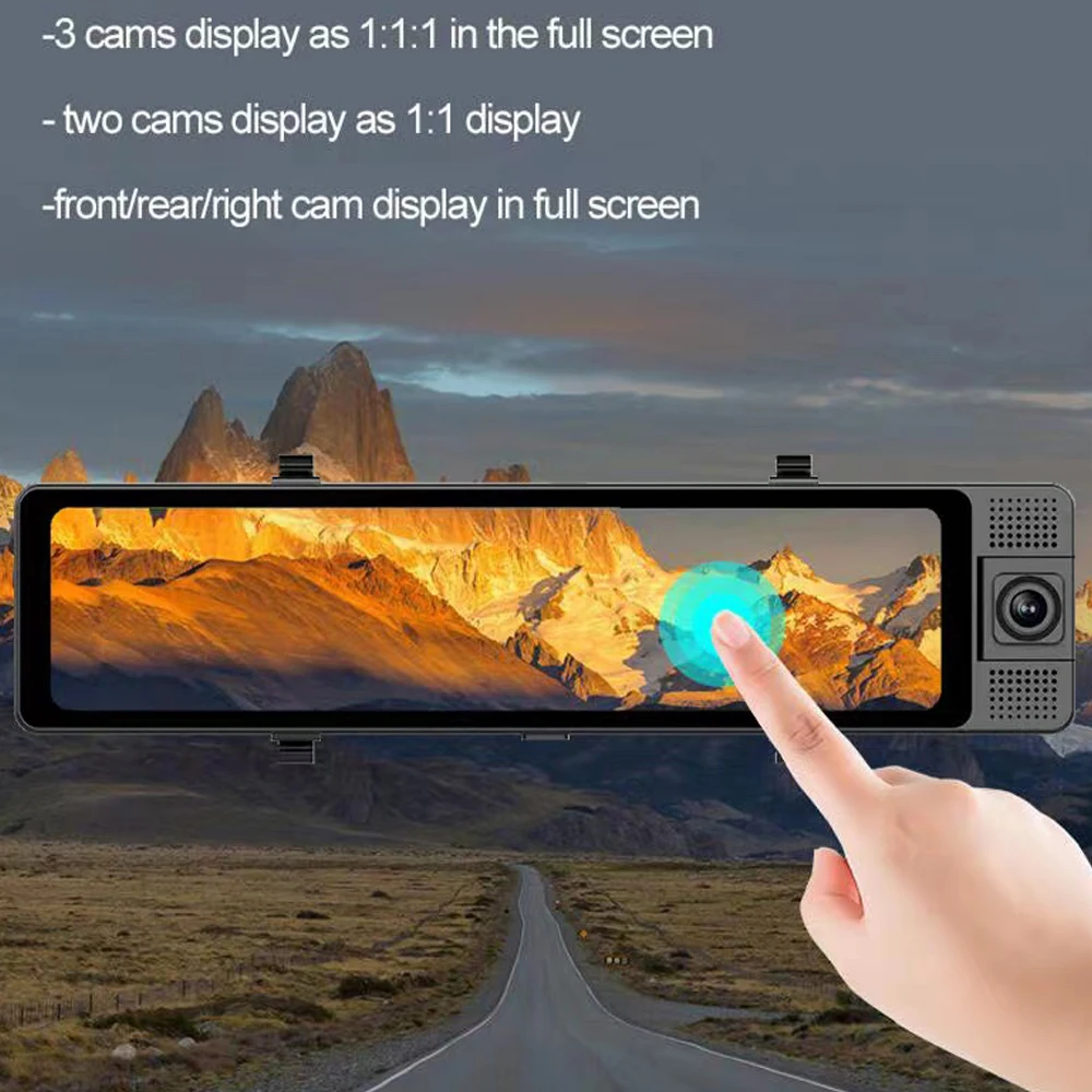 11.26 "مرآة الرؤية الخلفية 3 كاميرات داش كام مسجل 2K UHD الجبهة/المخلبة/الكاميرا الخلفية لتحديد المواقع المقتفي 24h ركن السيارة للرؤية الليلية #1
