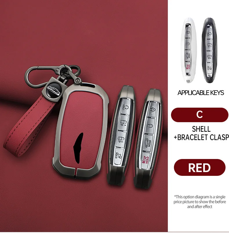 

Car Zinc Alloy Key Case Cover Holder For Hyundai Genesis G90 G70 G80 EQ900 GV60 6/7/8 Buttons Key Protective Shell Accessories