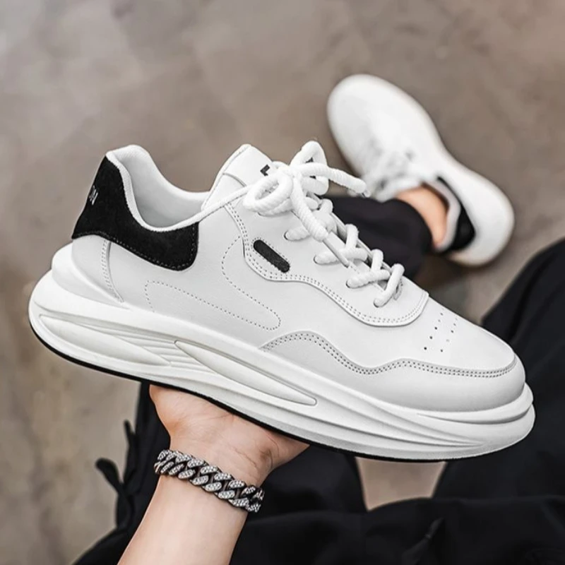 2026 New Men Spring Breathable White Sneakers Trendy Versatile Chunky Platform Casual Dad Shoes
