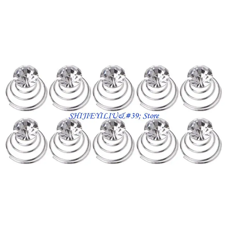 

E21F 10pcs Crystal Pearl Twist Hair Pins Clips Gift for Women Wedding Bridal