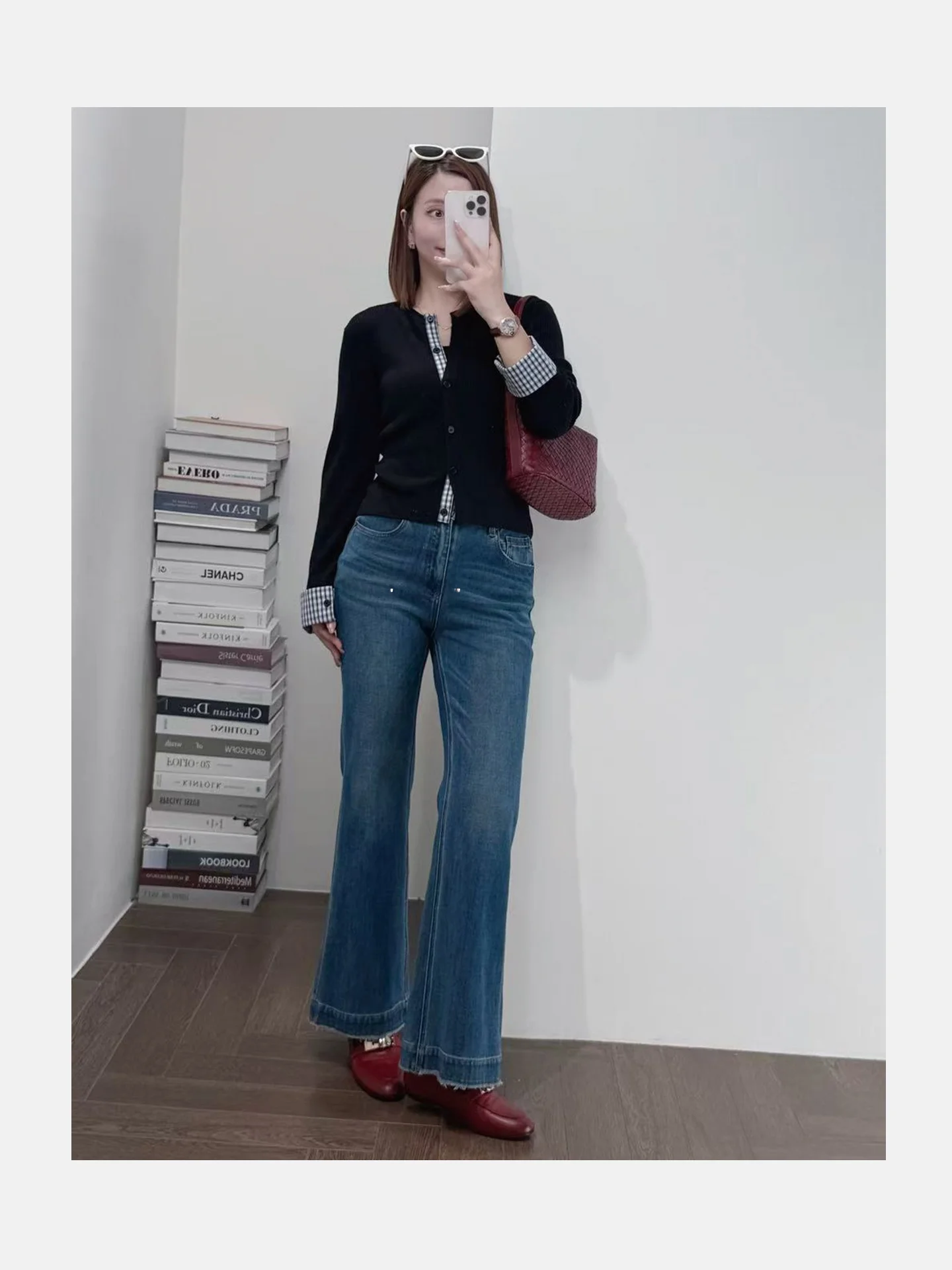 

ST Design ort Spliced Plaid Open Cardigan Knitted Sweater Personali Women's Faion Autumn 2025 Color Blo Knitwear