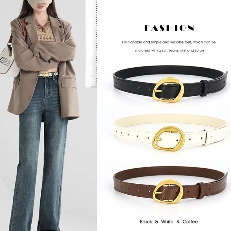 

Fashion Women Belt Genuine Leather Versatile With Jeans Belt Simple Trend Lady Decorative Belt 3 Colors High Quality