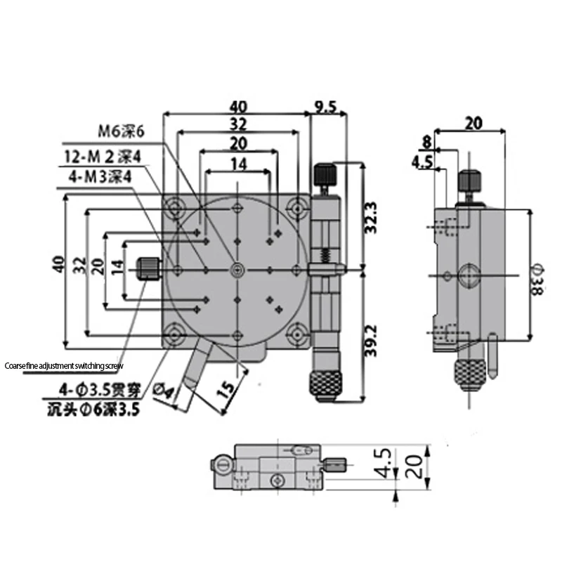 Optical Measurement Micro R Axis Rotating Slide RS90 L 90mm with 360° Precision Angle Adjustment Manual Stroke Linear Rail