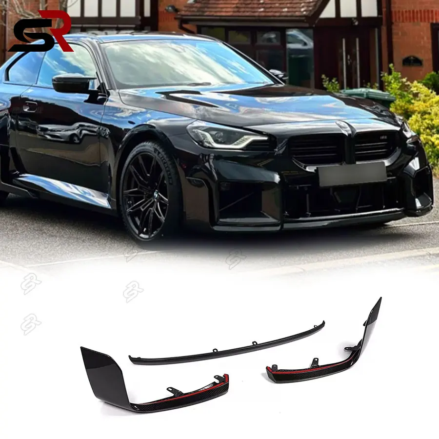 For BMW M2 G87 Carbon Fiber Front Lip Spoiler Short Chin Apron Bumper Shovel Guard Plate Car Styling Upgrade body kit