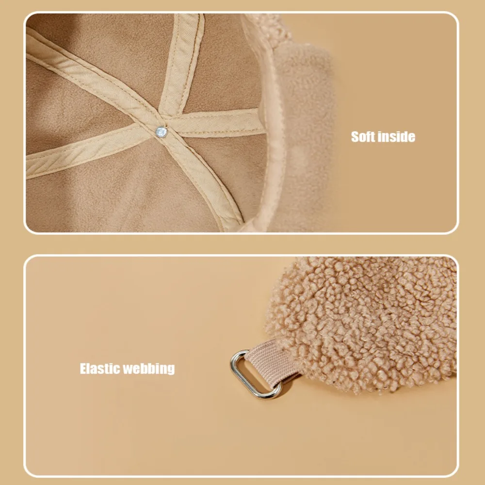 

Luxury Lamb Fleece Thickened Baseball Cap Windproof Keep Warm Earflap Cap Ear Protection Warm Peaked Hat Winter