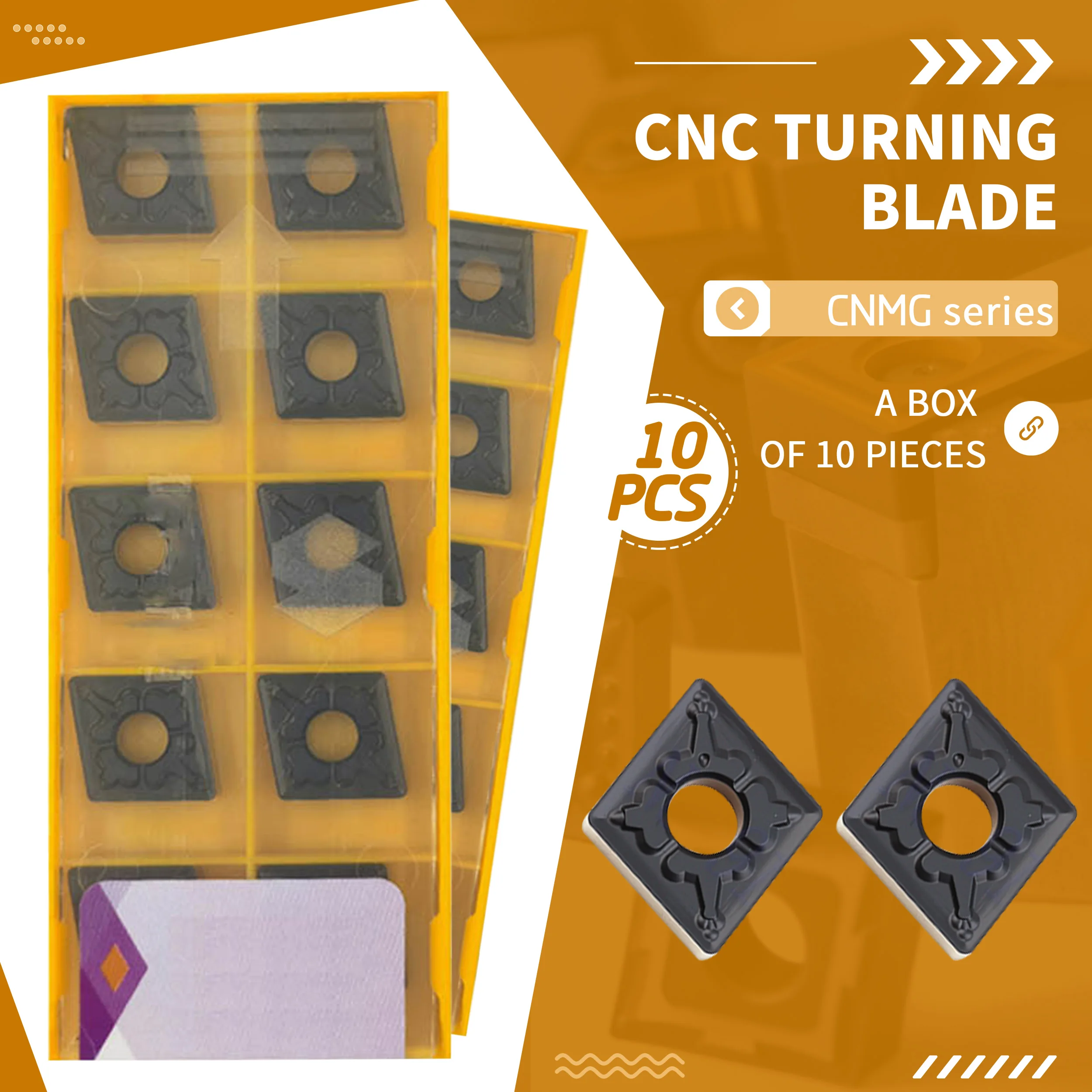 

External Turning CNC Insert Lathe Tool CNMG120404 CNMG120408-TM 120404-MT HS8125 Two-Color Diamond-Shaped Carbide Cutting Blades