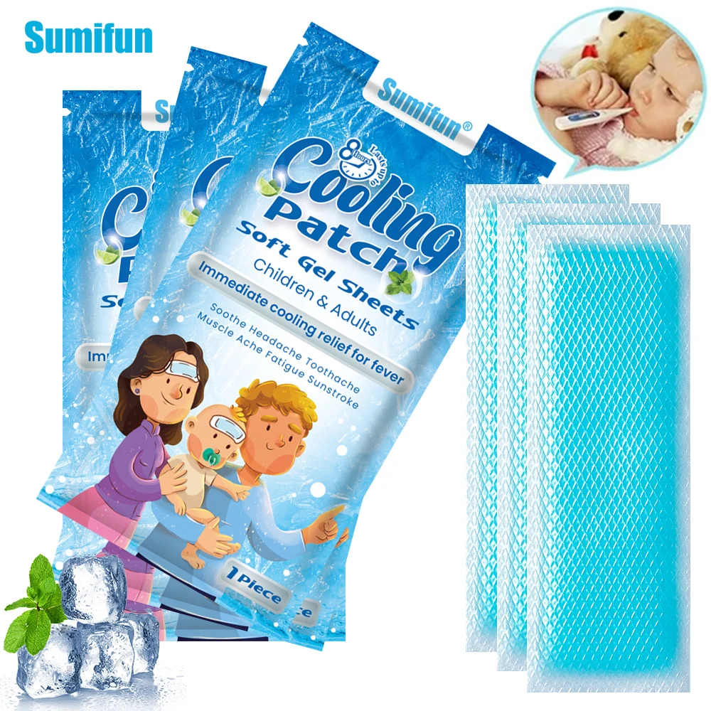 

2-30Bags Sumifun Fever Down Cooling Patch for Child Adult Low Temperature Ice Gel Pads Treat Headache Cold Heatstroke Sticker