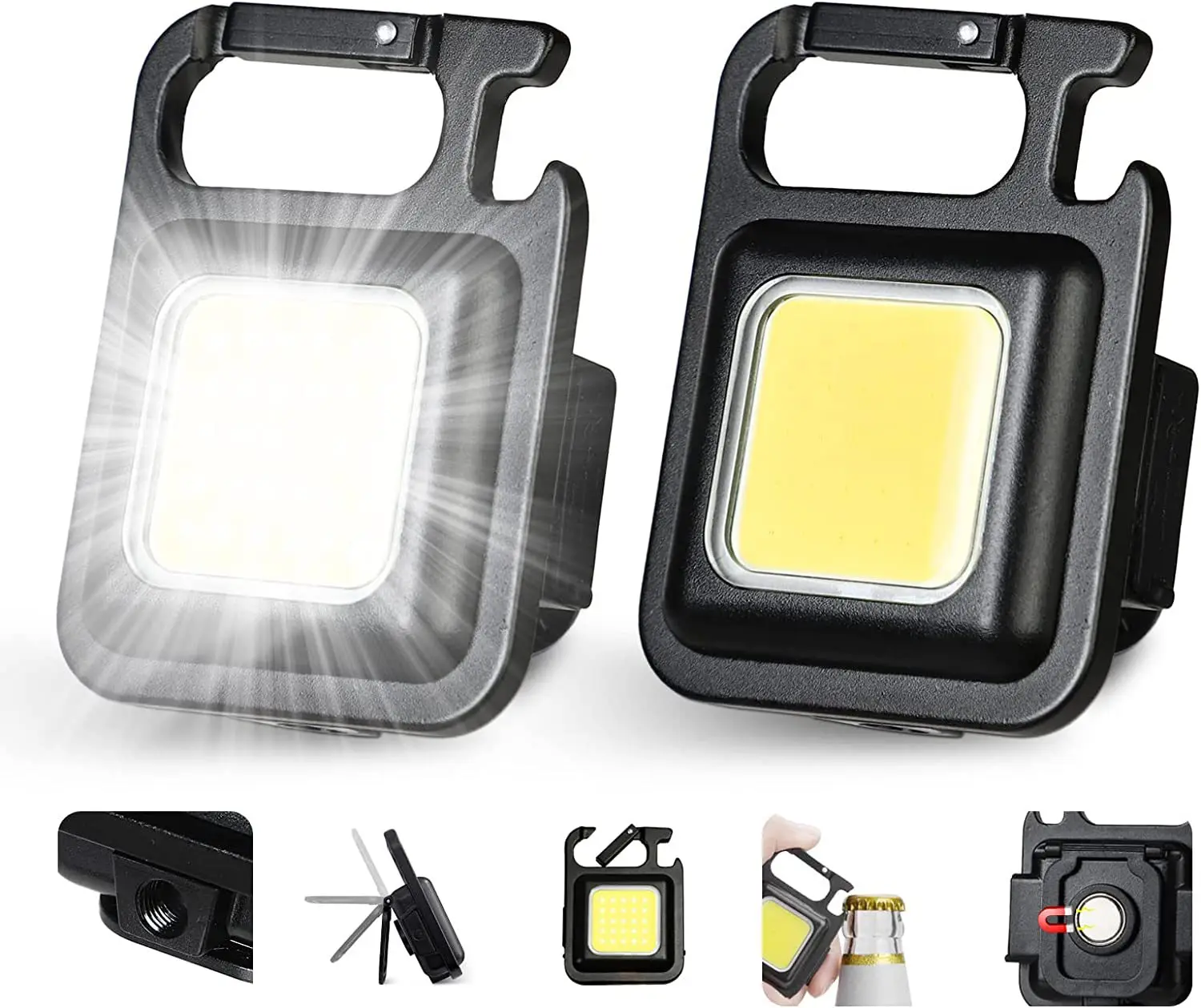 Mini lampe de poche portable multifonctionnelle à LED, porte-clés, lampes de camping COB, chargement USB, lampes de travail, lanterne de pêche, 1000lm, 1-10 pièces