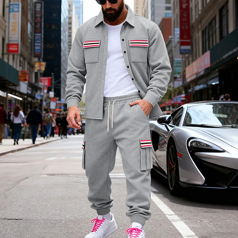 منتجات شتوية جديدة عبر الحدود مجموعة قميص سترة حرارية مخملية فضفاضة ثقيلة للرجال في الهواء الطلق #6