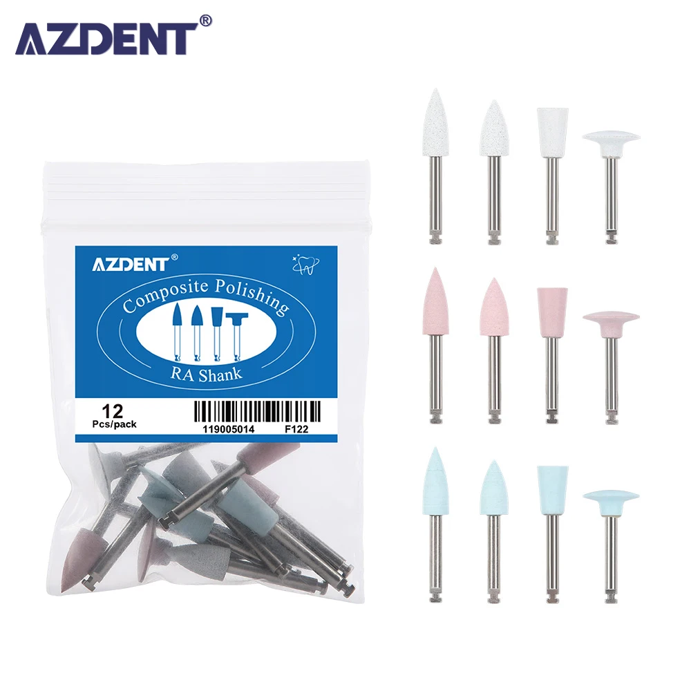 12/10 Pcs/Bag AZDENT Dental Silicone Grinding Heads Teeth Polisher for Porcelain Finishing and Polishing Dental Tools