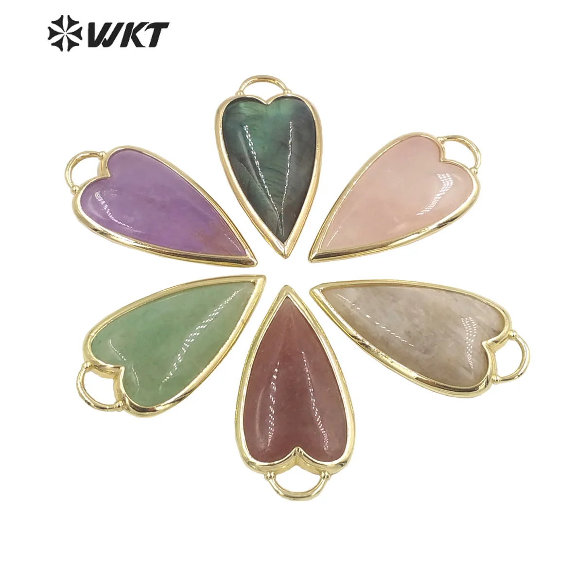

WT-P1862 WKT 2022 Sweet Shape Of Love Pendant New Arrival Gemstone Gold-Plate Hot Sale Women Party Trend Jewelry