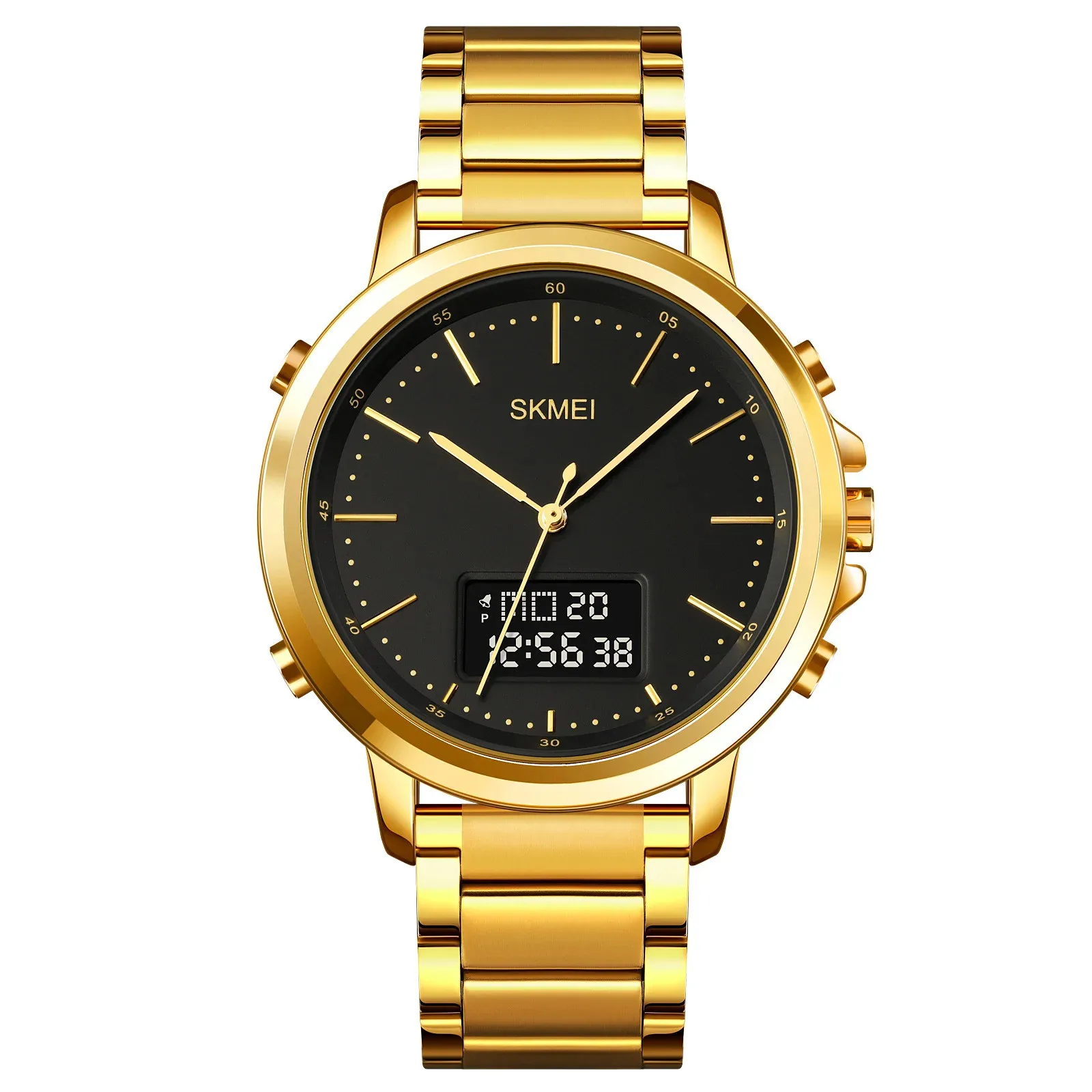 حزام الصلب / الجلد Skmei 1652 الساعات LED ضوء عرض ساعة اليد الرجالية #2