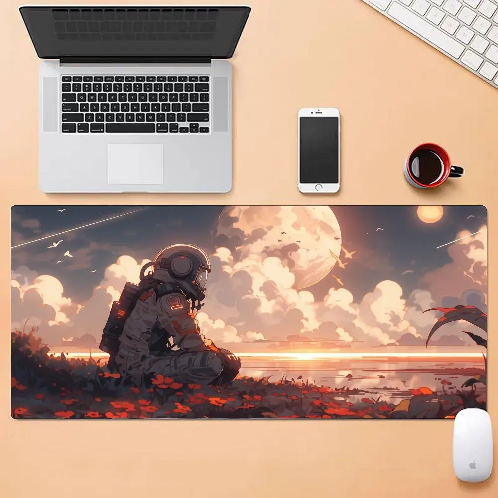 لوحة ماوس لرائد الفضاء الخيال العلمي، أحجام متعددة، كبيرة مربعة للكمبيوتر، مكتب ألعاب، مفارش طاولة مطاطية مضادة للانزلاق #4