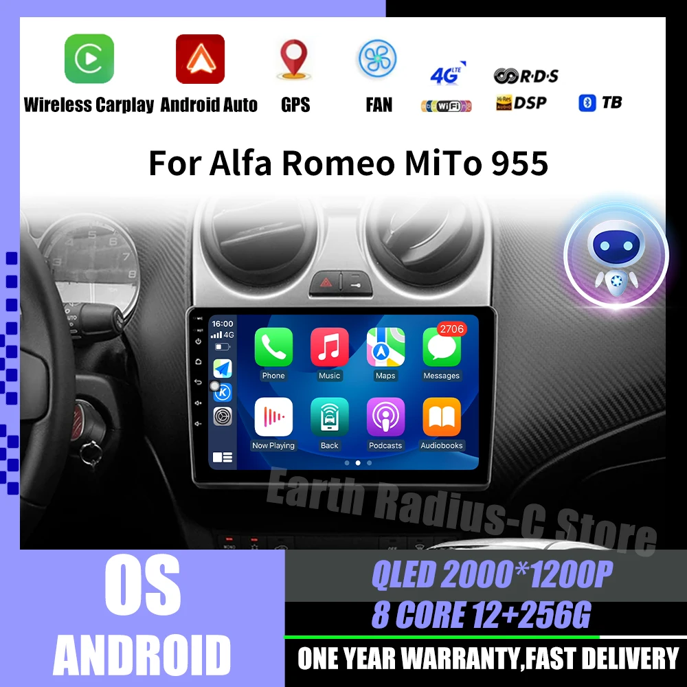

Android Auto Car Radio Multimedia Video Player For Alfa Romeo MiTo 955 2008 - 2016 GPS Navigation Bluetooth WiFi QLED screen