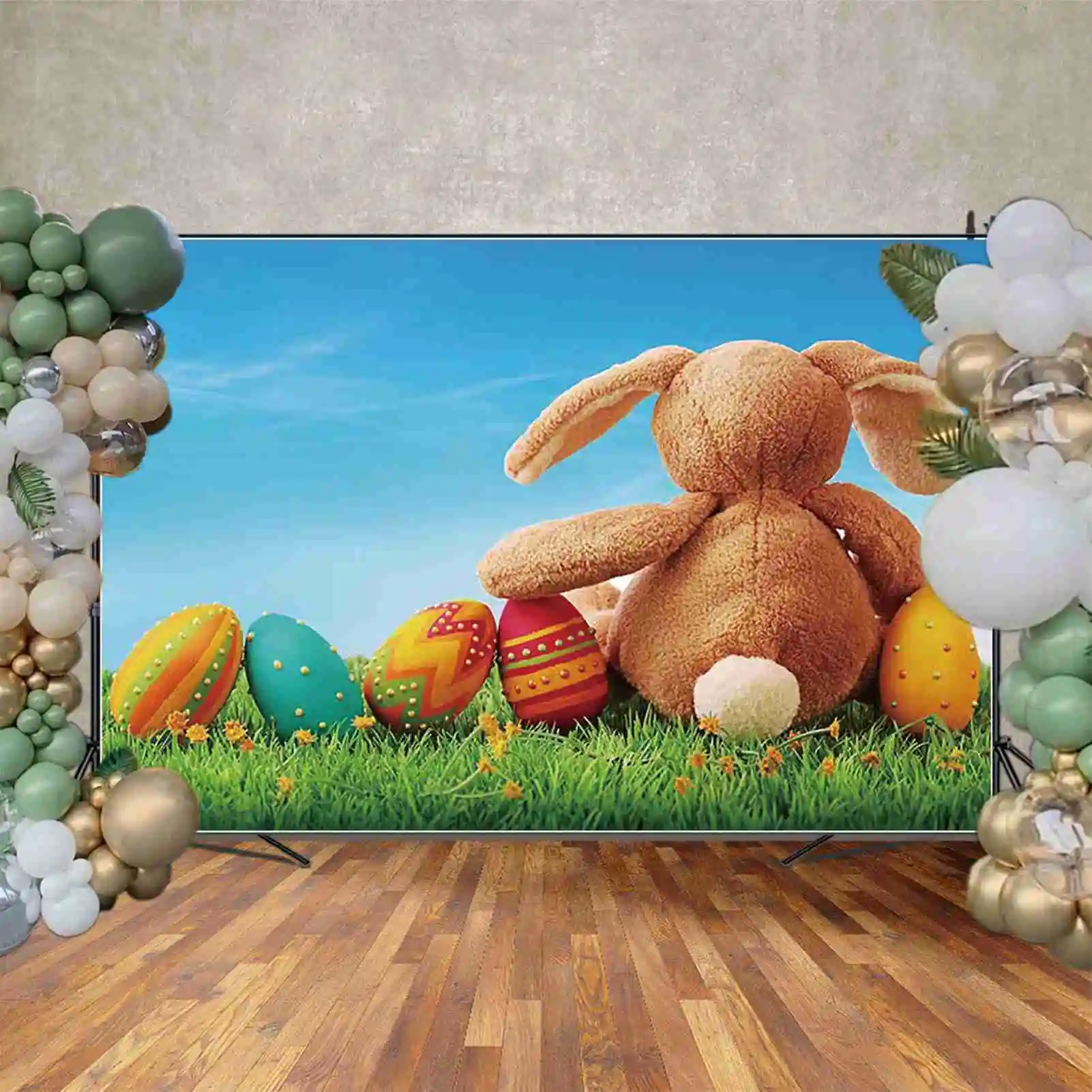 Fondo de fotografía de Pascua feliz, castillo de huevos coloridos, tablón de madera, telón de fondo para sesión fotográfica, accesorios para sesión fotográfica de estudio para niños