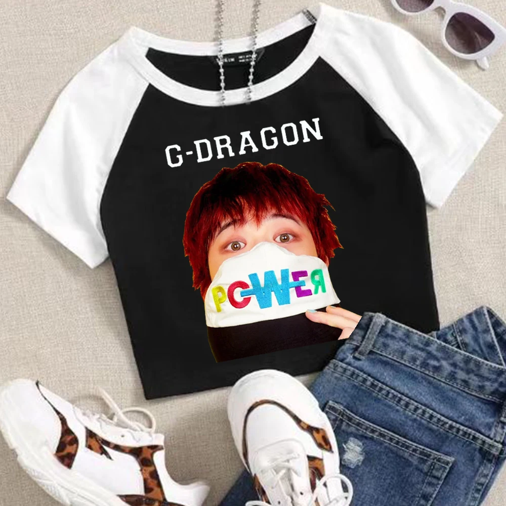 G Dragon POWER  Crop Tops T-Shirt Women Girls Fashion Shirt