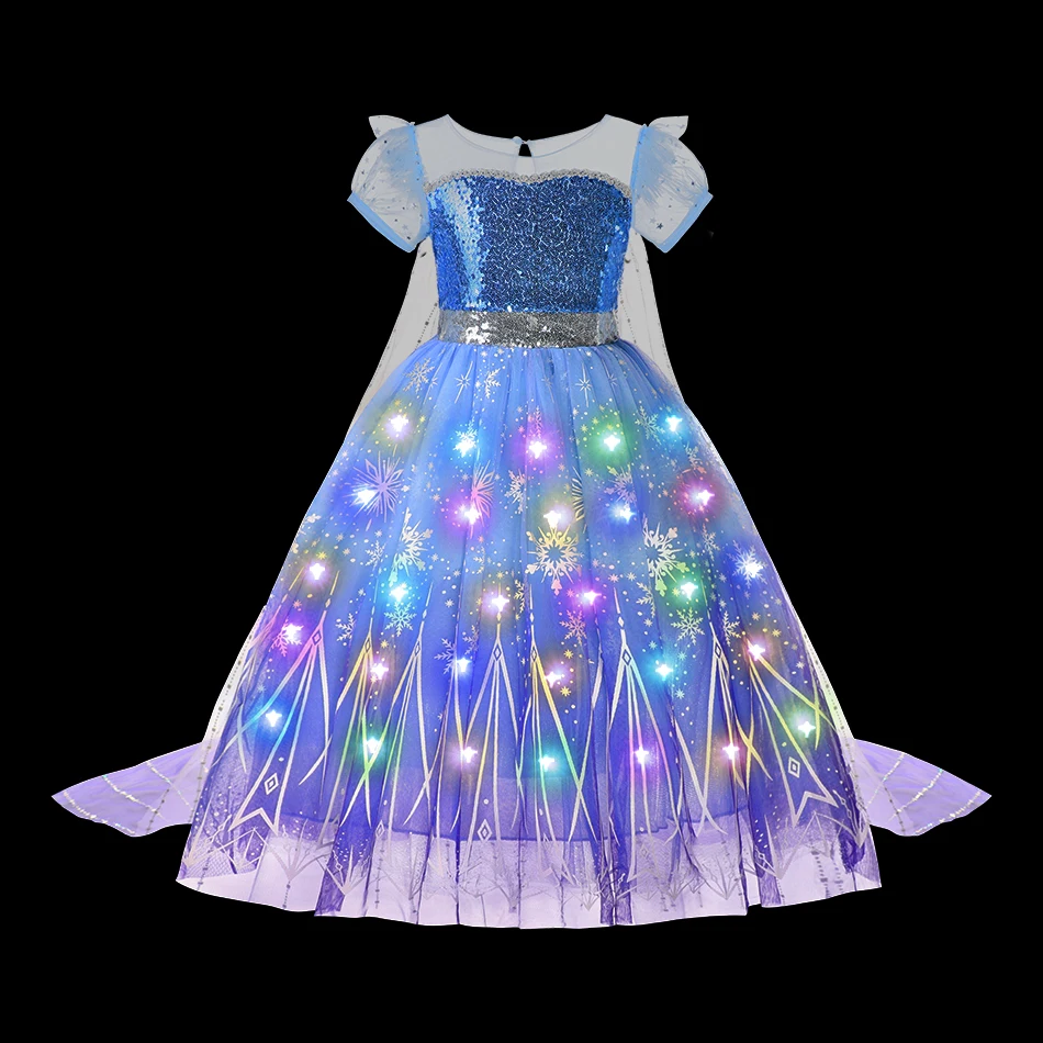 Disney Frozen Elsa Cinderela Role Playing Dress for Kids Halloween Festa de Carnaval Meninas Birthday Princess Glowing Vestidos