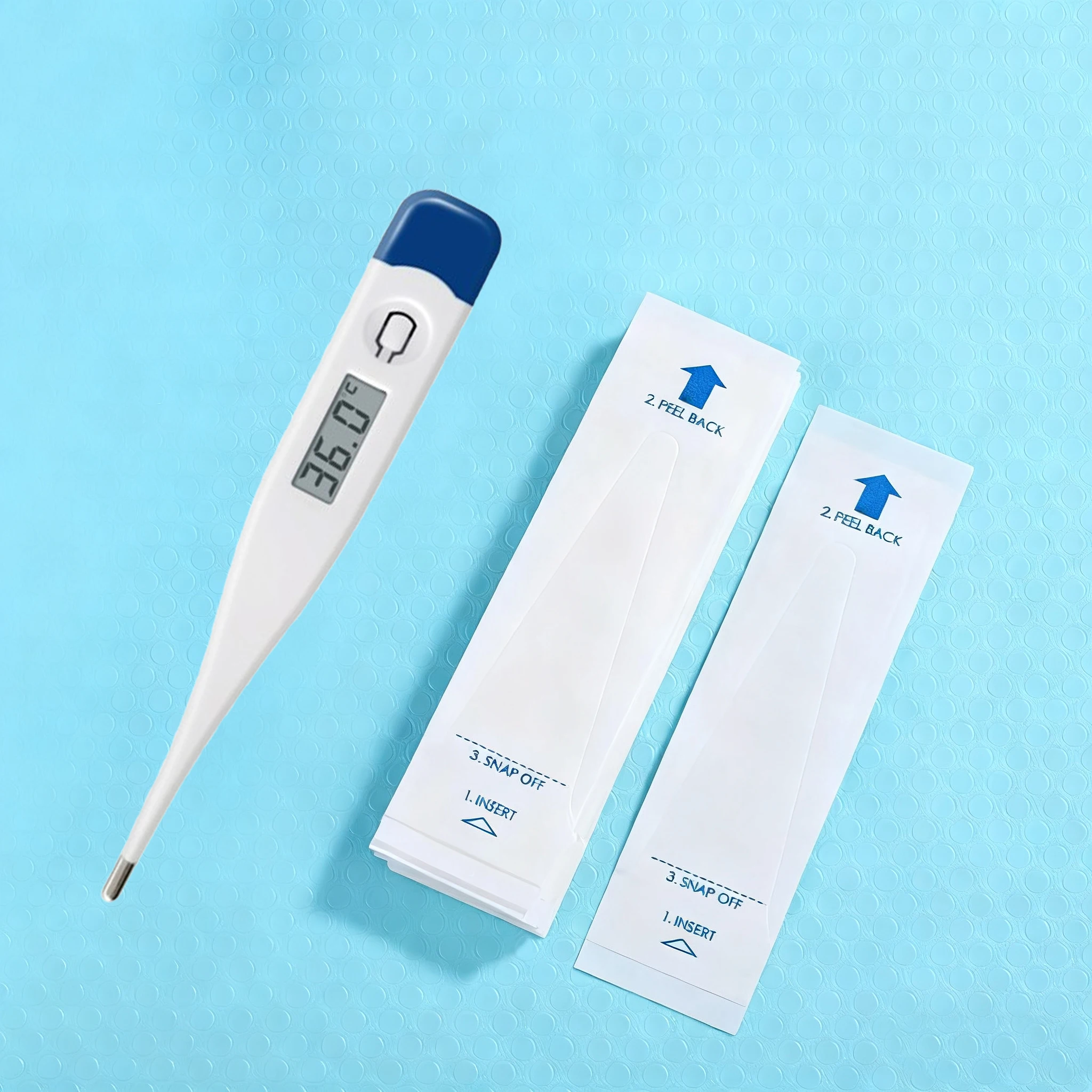 Digital Thermometer kit with Disposable Cover Hygiene Sanitary to Test Oral Ampit Rectal Fever Temperature Thermometers Sleeves