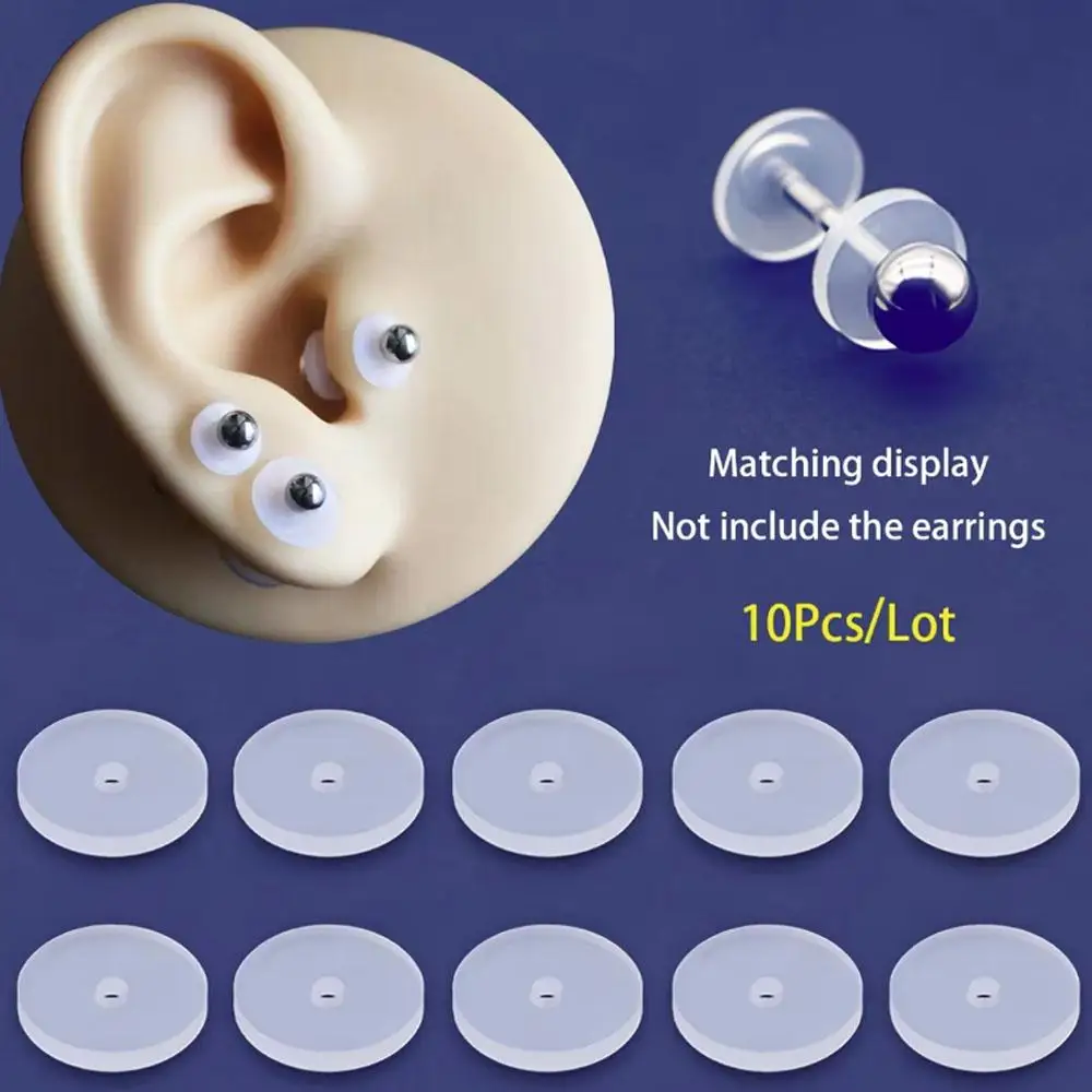 10pcs Clear Piercing Disc Pad Stabilizer Silicone Earrings Back Stopper Earlobe Support Patches for Piercing Bump Hypoallergenic