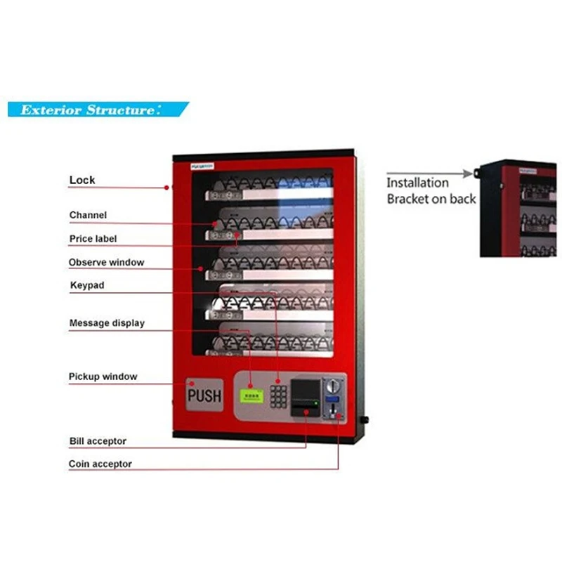 Most Popular Small Vending Machine With Coin Acceptor With 5 Displays Food Snack And Drink Automatic Vending Machine