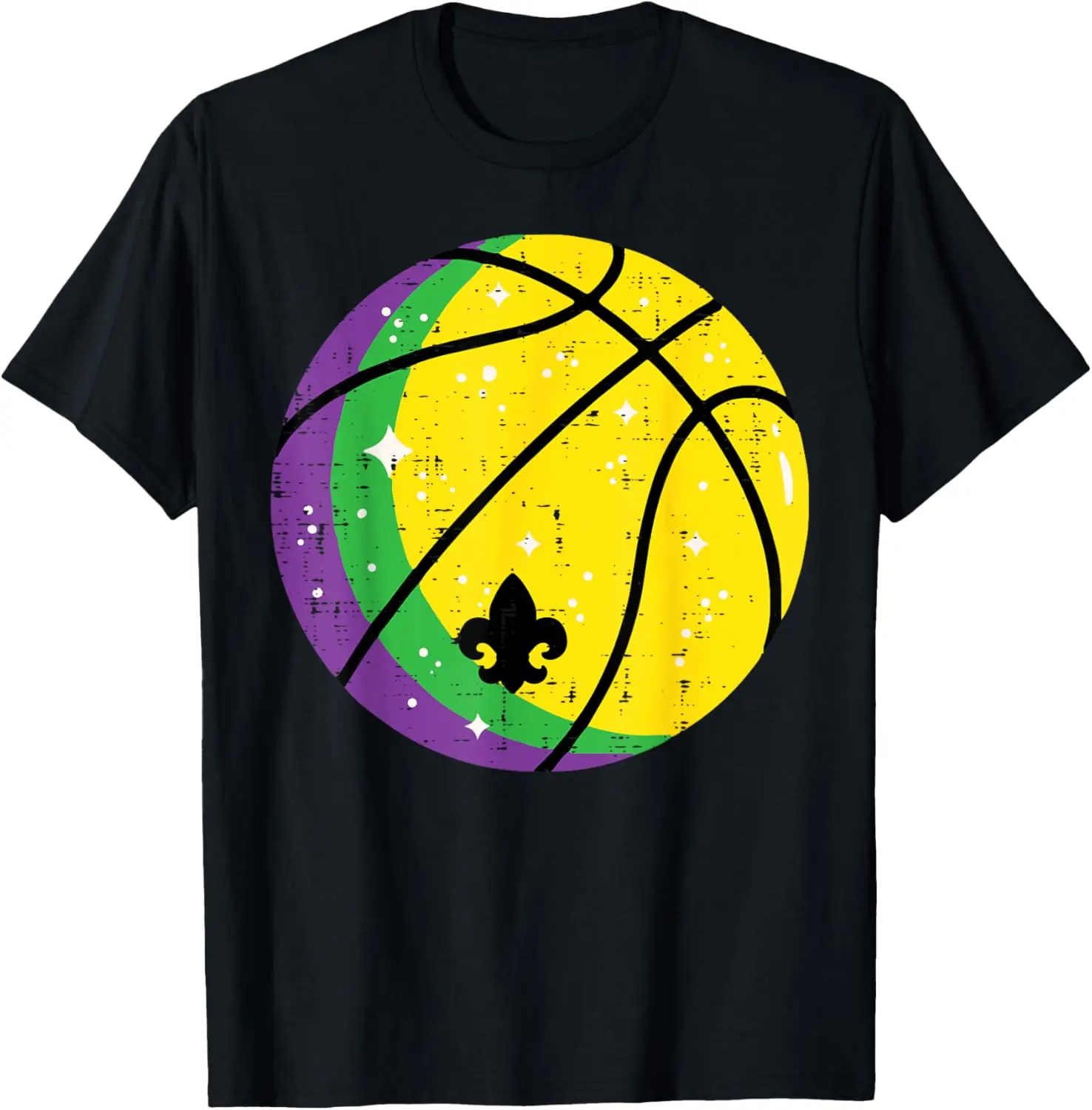 Mardi Gras Basketball Sports Men Boys Kids Women Teen Youth T-Shirt